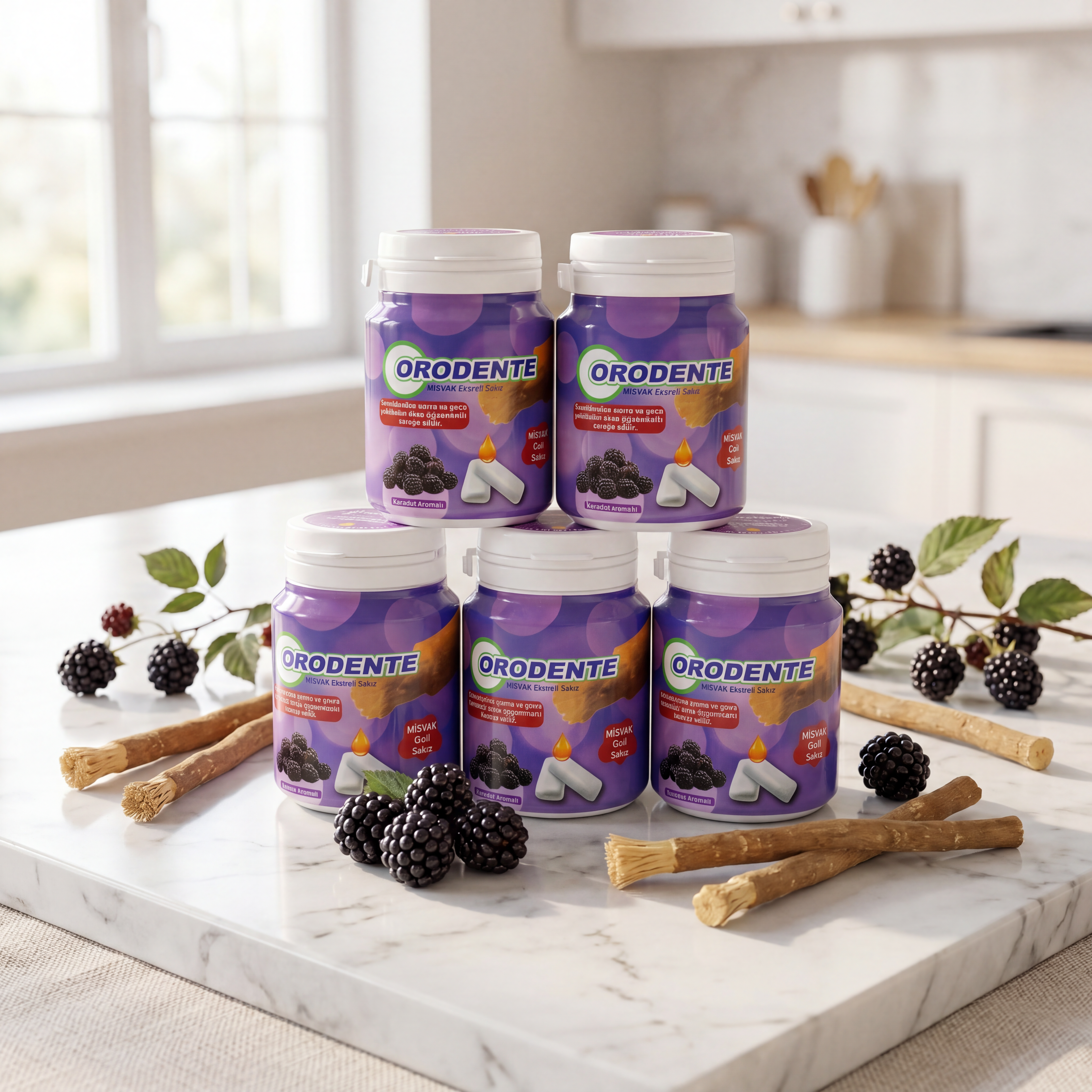 Orodente Karadut Aromalı Misvak Özlü Sakız (5'li Paket)