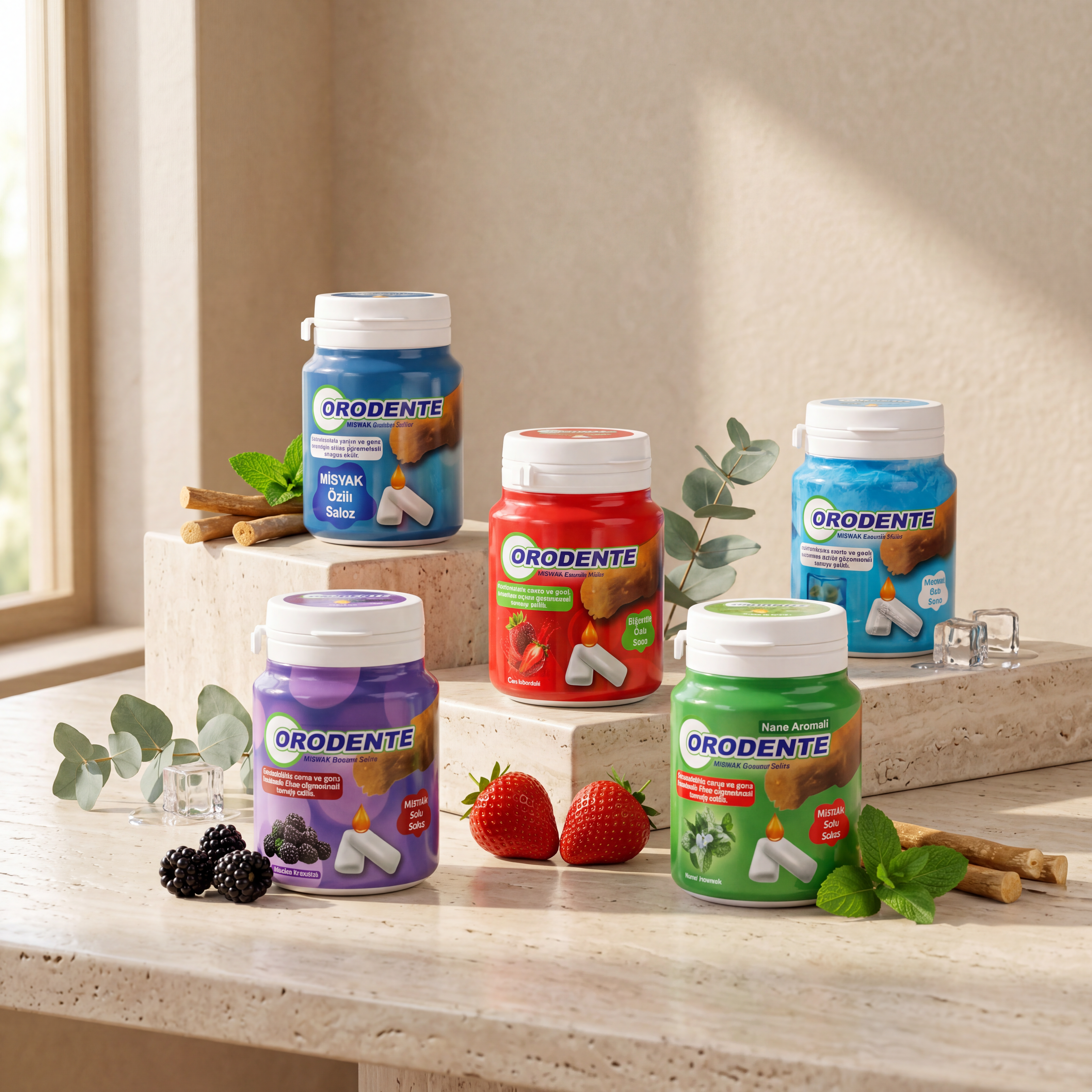 Orodente Karışık Aromalı Misvak Özlü Sakız (5’li Karma Paket)