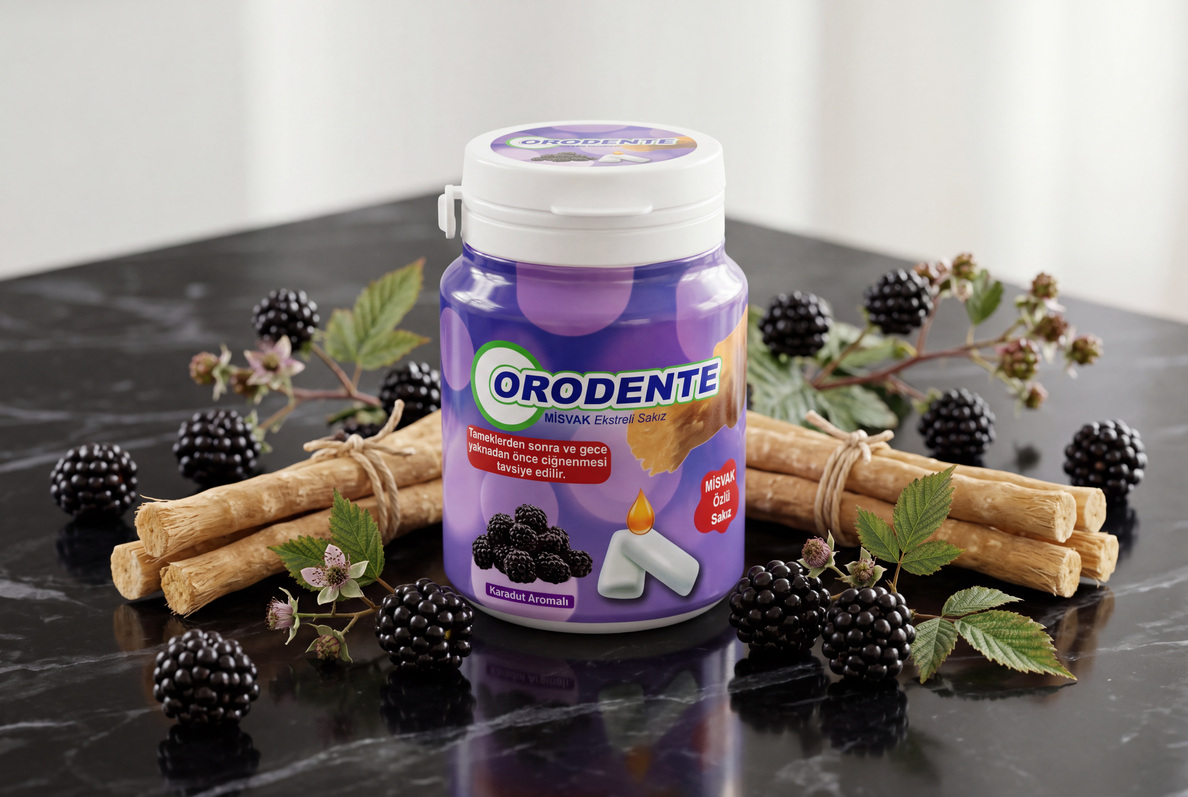 Orodente Karadut Aromalı Misvak Özlü Sakız (5'li Paket)