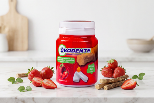 Orodente Çilek Aromalı Misvak Özlü Sakız (5'li Paket)